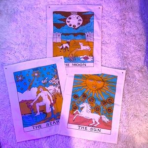 3PCS TAROT TAPESTRY SUN MOON STARS